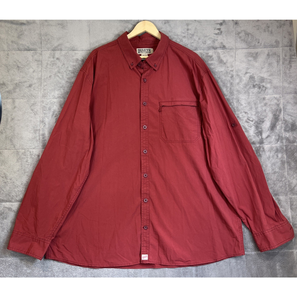 Duluth Trading Shirt Men 2XLT Rust Canyoneer Long Sleeve Organic Cotton Outdoor